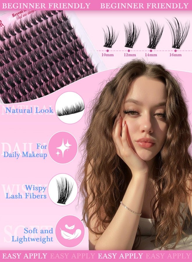 LANFLOWER Wispy Lash Clusters Kit Natural Eyelash Clusters 10-16mm Lash Extension Kit CD Curl Lashes Clusters Thin Band Cluster Eyelash Extensions Kit Manga Cluster Lashes by Lanflower - Image 2